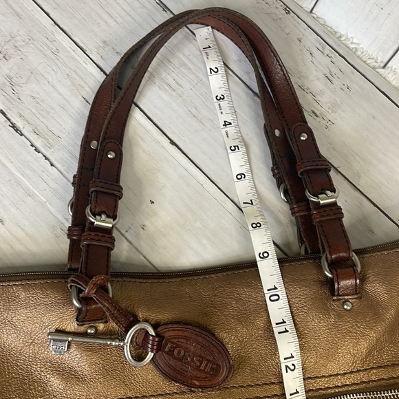 Fossil Bronze Metallic Large Hobo Tote - Picture 15 of 17